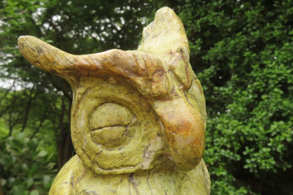 Hand Made Leopard Stone Owl Carving x 1 From Zimbabwe - Toprock Gemstones and Minerals 