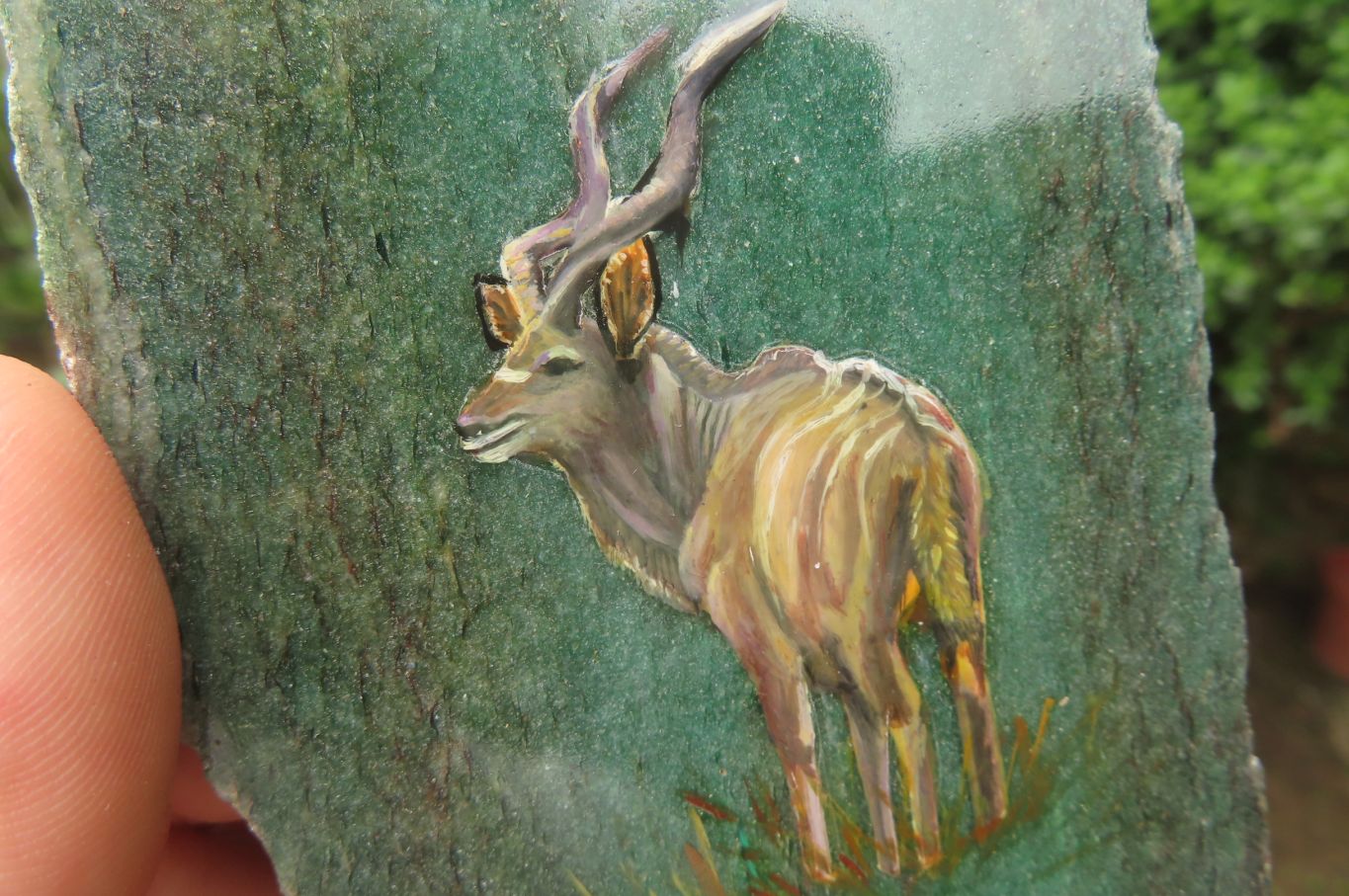 Hand Made Kudu Decoupage Stone Slabs x 6 From Southern Africa - Toprock Gemstones and Minerals 