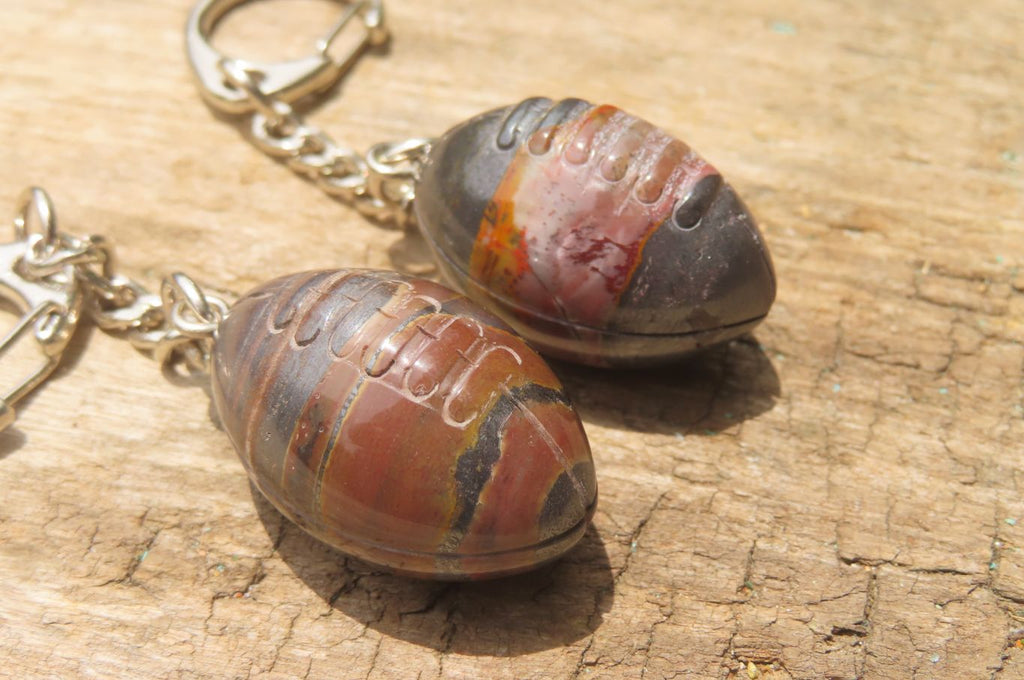 Hand Made Tiger Iron Jasper Keyrings - sold per item -From South Africa - Toprock Gemstones and Minerals 