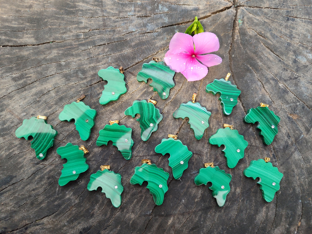 Hand Made Flower Malachite Africa Pendants - sold per item - From Congo - Toprock Gemstones and Minerals 
