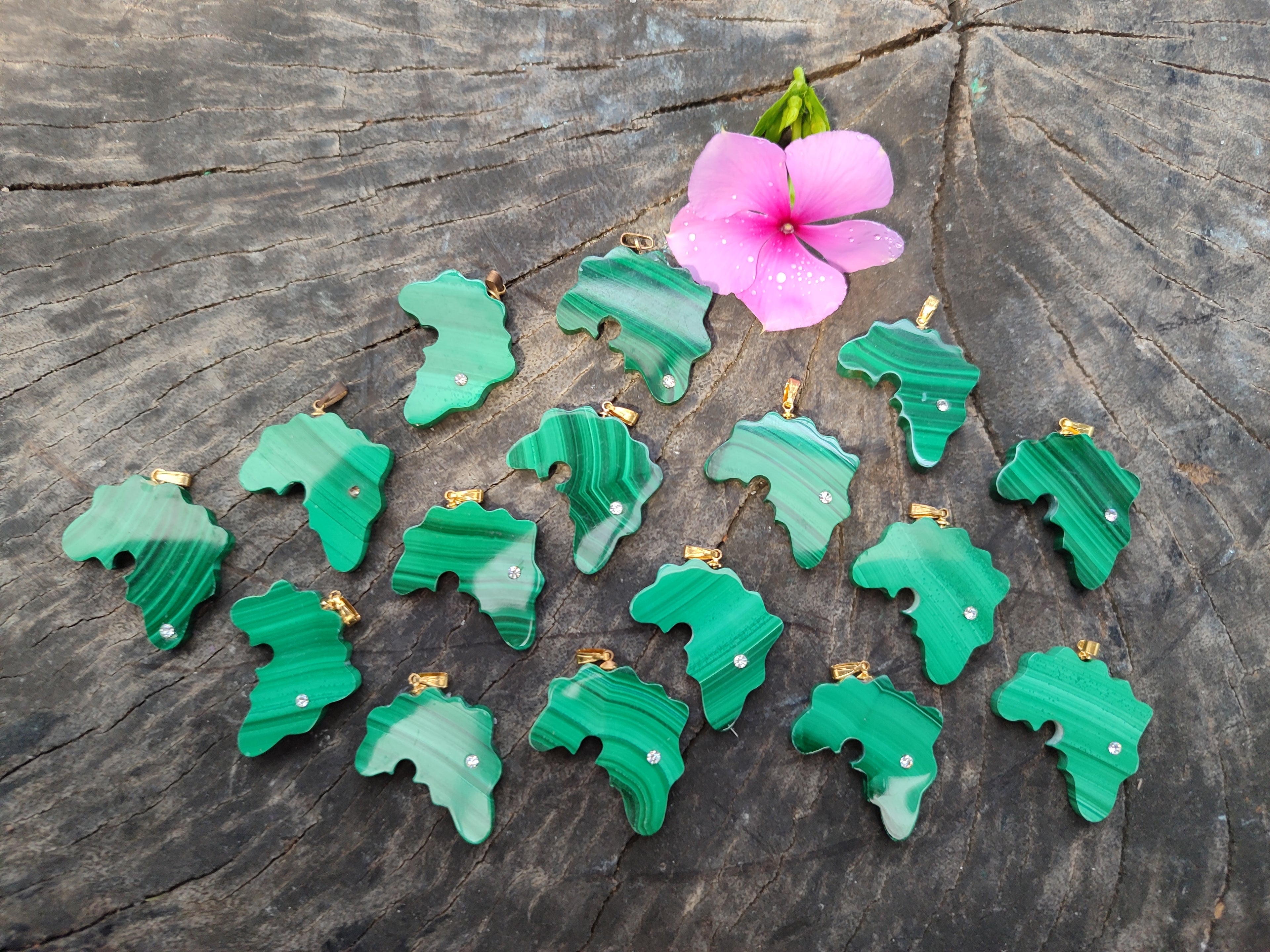 Hand Made Flower Malachite Africa Pendants - sold per item - From Congo - Toprock Gemstones and Minerals 