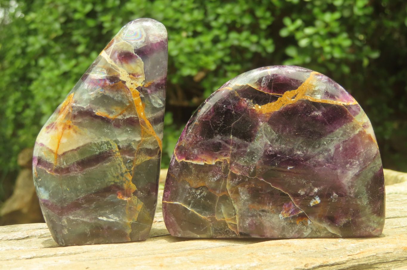 Polished Watermelon Fluorite Free Forms x 6 From Namibia - Toprock Gemstones and Minerals 