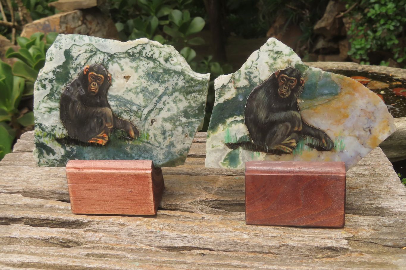 Hand Made Chimpanzee Decoupage Stone Slabs x 6 From Southern Africa - Toprock Gemstones and Minerals 