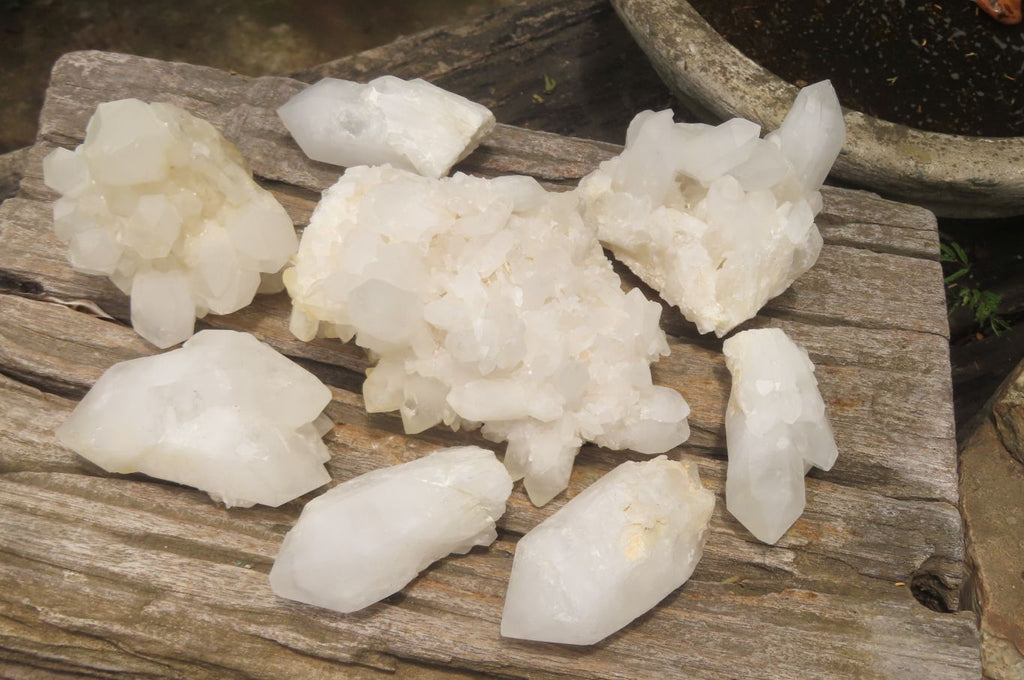 Natural Quartz Clusters x 8 From Madagascar - Toprock Gemstones and Minerals 