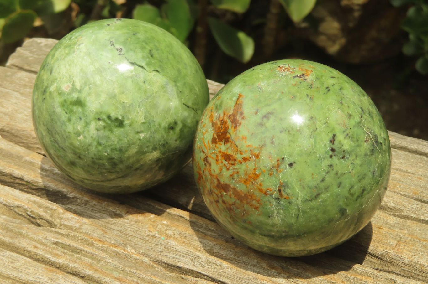 Polished Chrysoprase Spheres x 2 From Madagascar - Toprock Gemstones and Minerals 