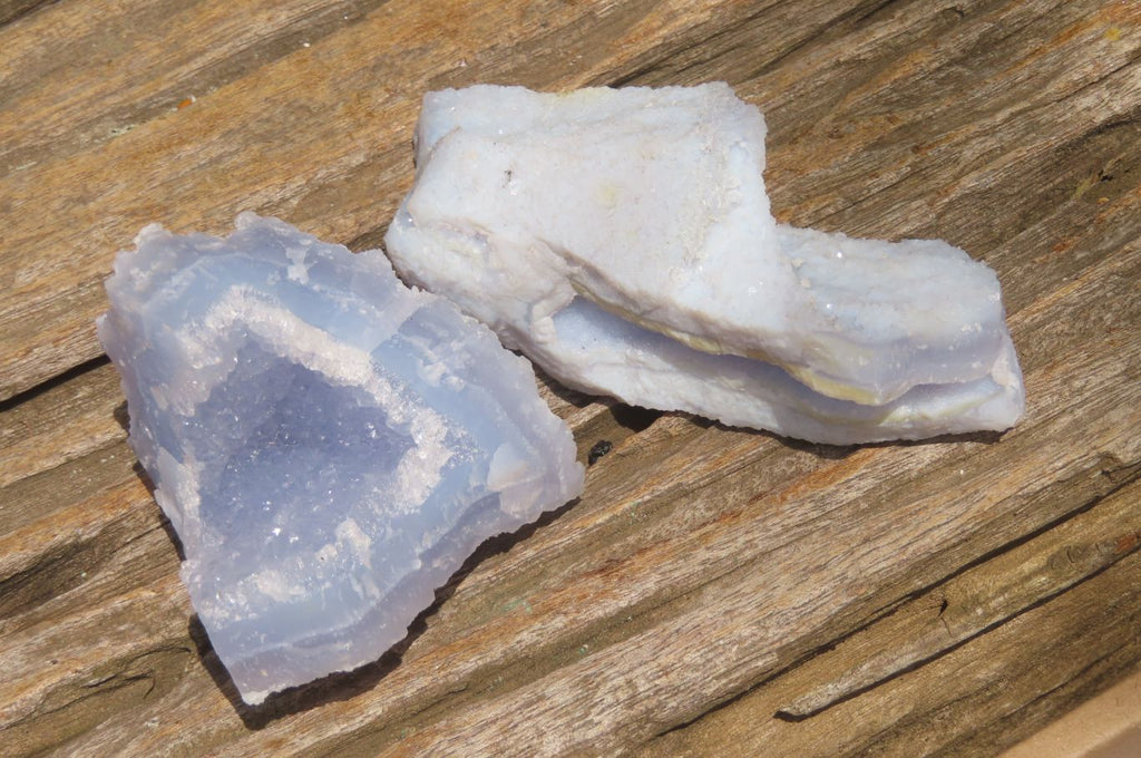 Natural Etched Blue Chalcedony Specimens x 6 From Nsanje, Malawi - Toprock Gemstones and Minerals 