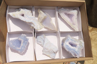 Natural Etched Blue Chalcedony Specimens x 6 From Nsanje, Malawi - Toprock Gemstones and Minerals 