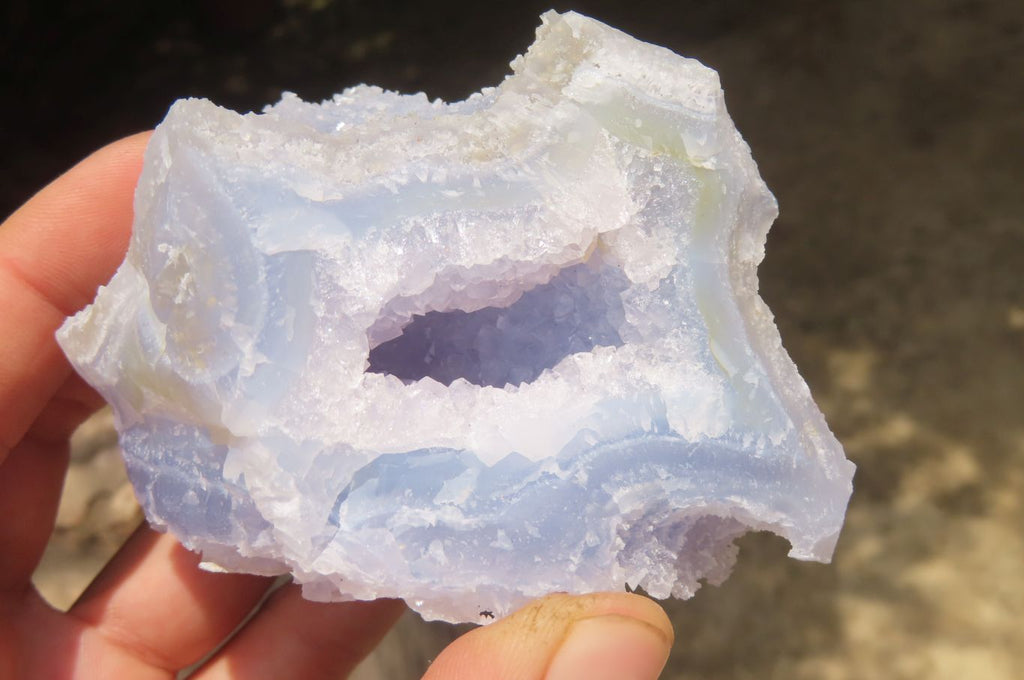 Natural Etched Blue Chalcedony Specimens x 6 From Nsanje, Malawi - Toprock Gemstones and Minerals 