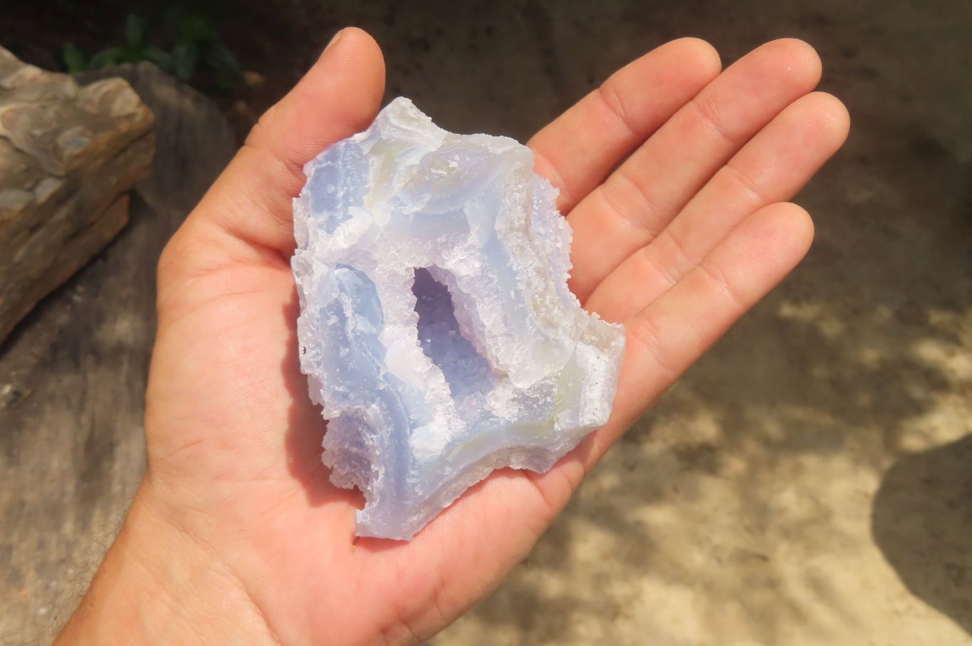 Natural Etched Blue Chalcedony Specimens x 6 From Nsanje, Malawi - Toprock Gemstones and Minerals 