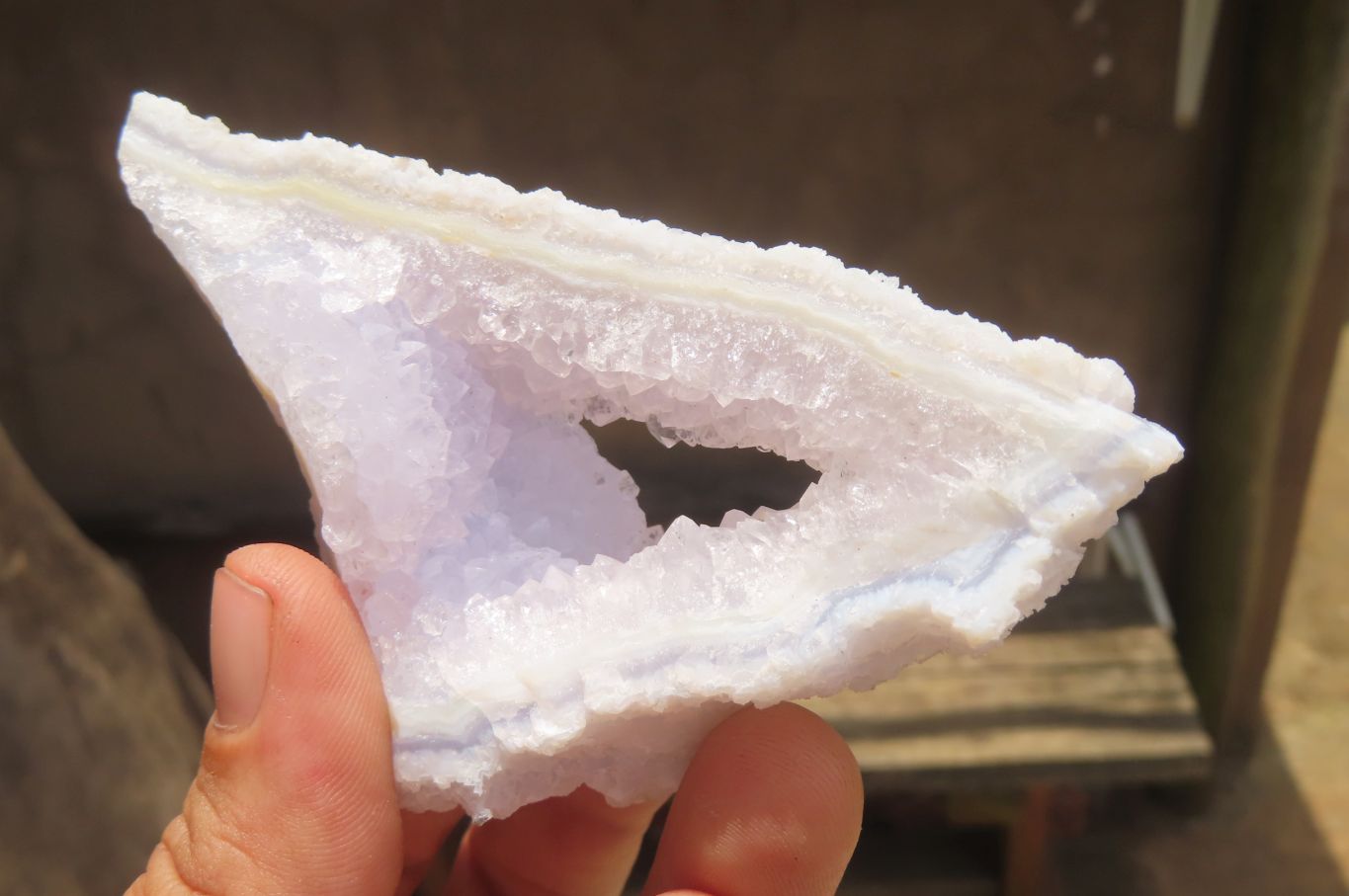 Natural Etched Blue Chalcedony Specimens x 6 From Nsanje, Malawi - Toprock Gemstones and Minerals 