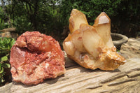 Natural Red Hematoid Quartz Clusters x 2 From Karoi, Zimbabwe