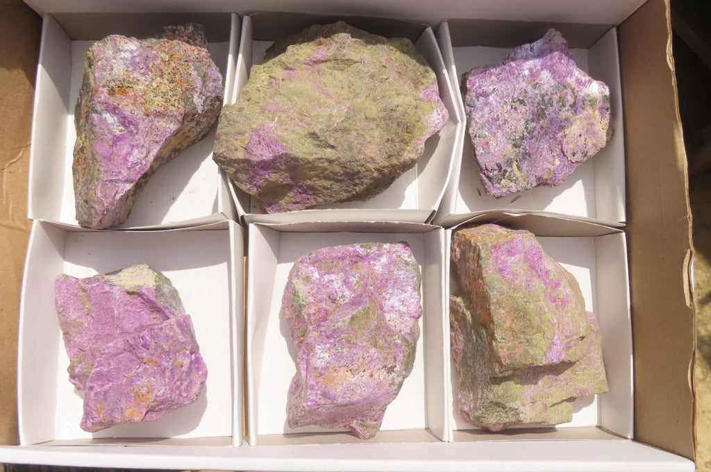 Natural Stichtite Cobbed Specimens x 6 From Barberton, South Africa - Toprock Gemstones and Minerals 