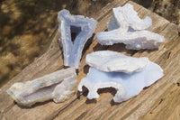 Natural Etched Blue Chalcedony Specimens x 4 From Nsanje, Malawi - Toprock Gemstones and Minerals 