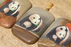 Polished Polychrome Jasper Pendant with Hand Painted Panda - sold per item - From Madagascar - Toprock Gemstones and Minerals 