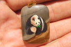 Polished Polychrome Jasper Pendant with Hand Painted Panda - sold per item - From Madagascar - Toprock Gemstones and Minerals 