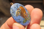 Polished Dumortierite Pendants with Hand Painted Buffalo - sold per item - From Mozambique - Toprock Gemstones and Minerals 