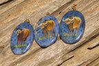 Polished Dumortierite Pendants with Hand Painted Buffalo - sold per item - From Mozambique - Toprock Gemstones and Minerals 