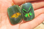 Polished Aventurine Pendant with Hand Painted Butterflies - Sold Per Item - From Zimbabwe - Toprock Gemstones and Minerals 