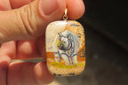 Polished Picture Stone Pendant with Hand Painted Rhinos - Sold Per Item - From Namibia - Toprock Gemstones and Minerals 