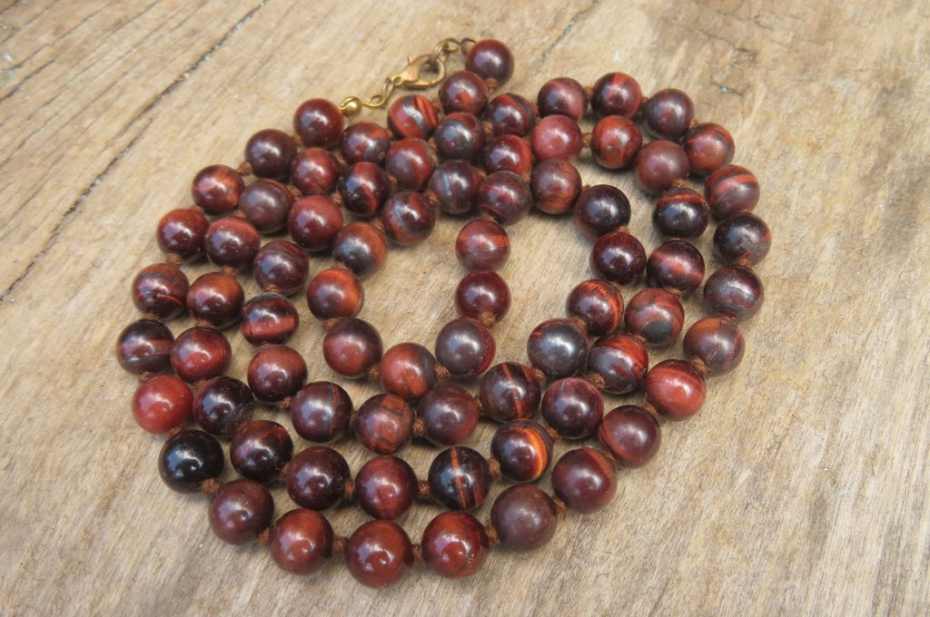 Polished Red Tigers Eye Bead Necklaces - Sold Per Item - From South Africa - Toprock Gemstones and Minerals 