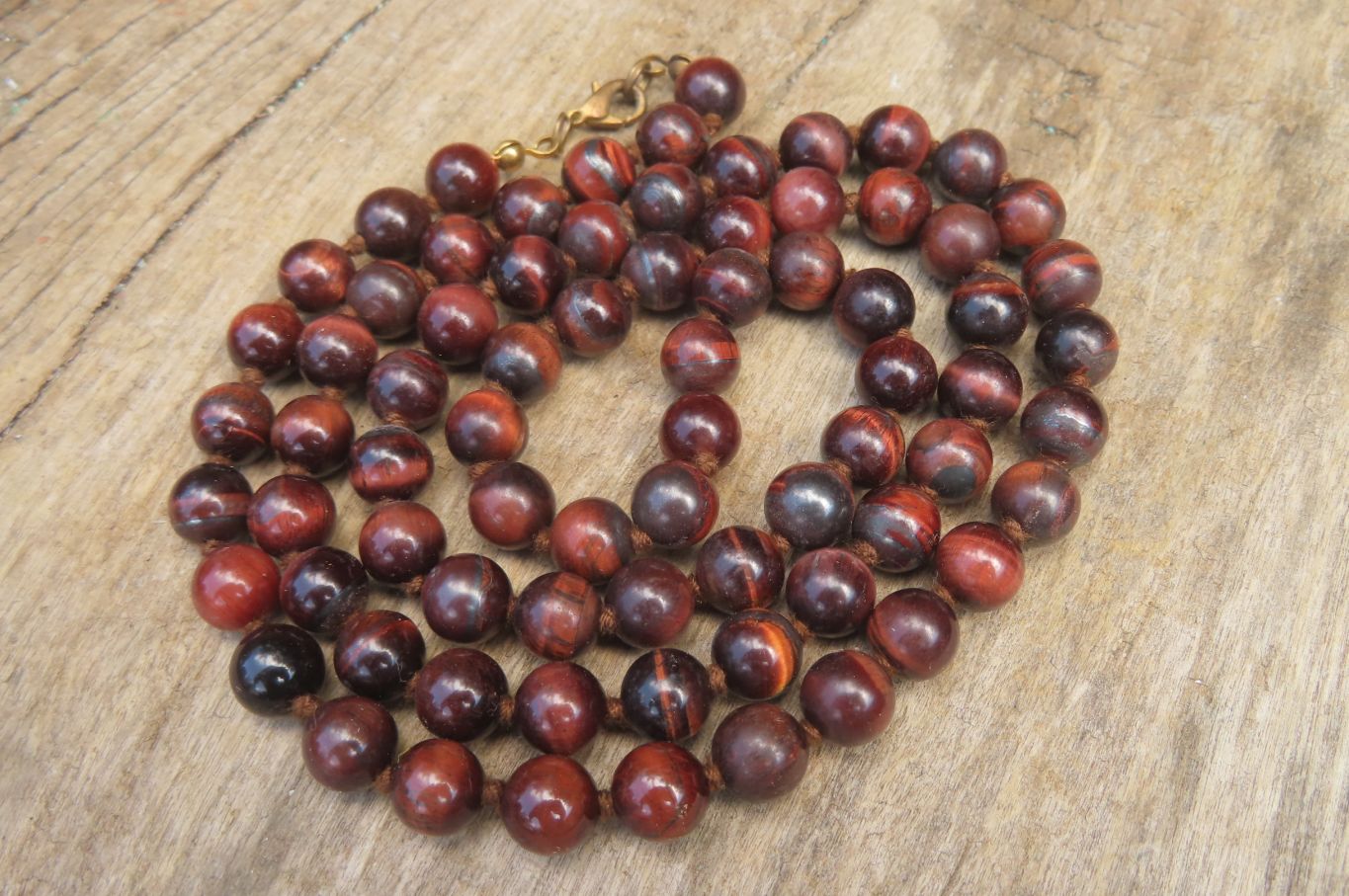 Polished Red Tigers Eye Bead Necklaces - Sold Per Item - From South Africa - Toprock Gemstones and Minerals 