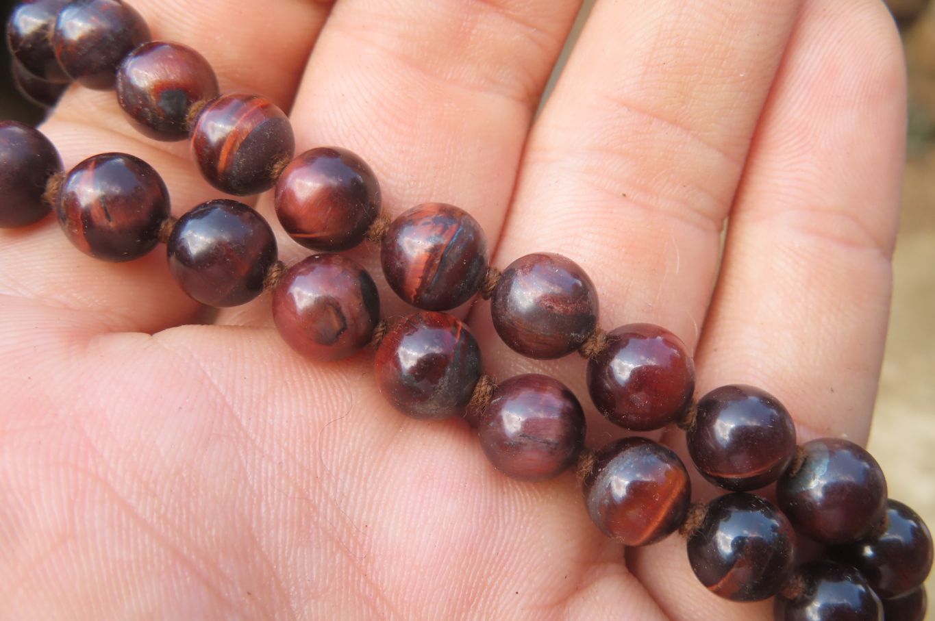 Polished Red Tigers Eye Bead Necklaces - Sold Per Item - From South Africa - Toprock Gemstones and Minerals 