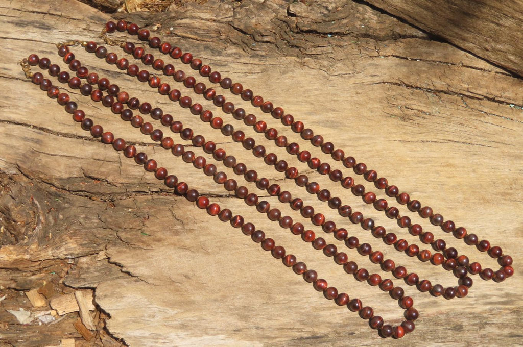 Polished Red Tigers Eye Bead Necklaces - Sold Per Item - From South Africa - Toprock Gemstones and Minerals 