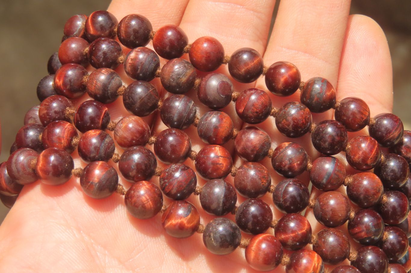 Polished Red Tigers Eye Bead Necklaces - Sold Per Item - From South Africa - Toprock Gemstones and Minerals 