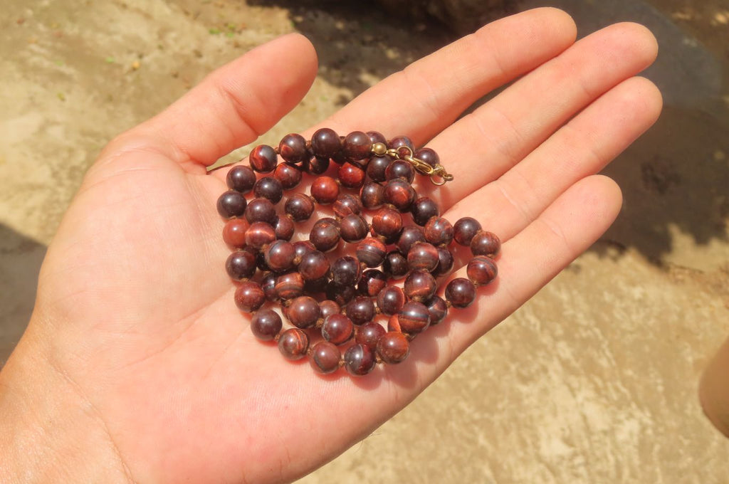 Polished Red Tigers Eye Bead Necklaces - Sold Per Item - From South Africa - Toprock Gemstones and Minerals 