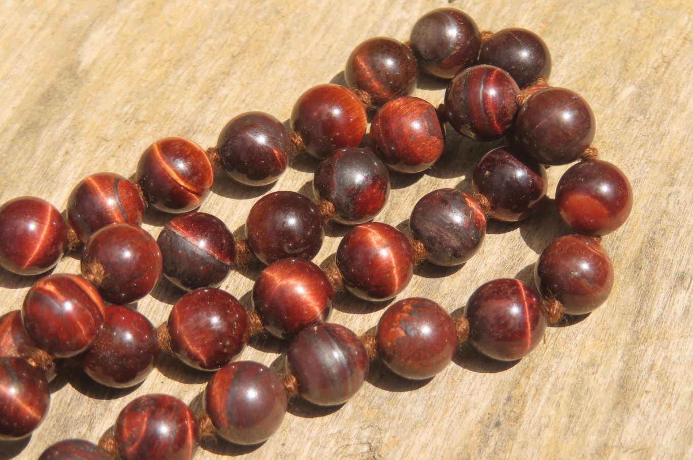 Polished Red Tigers Eye Bead Necklaces - Sold Per Item - From South Africa - Toprock Gemstones and Minerals 