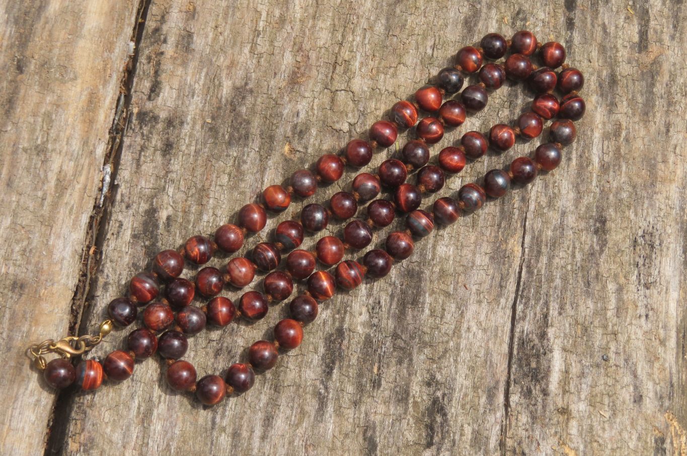 Polished Red Tigers Eye Bead Necklaces - Sold Per Item - From South Africa - Toprock Gemstones and Minerals 