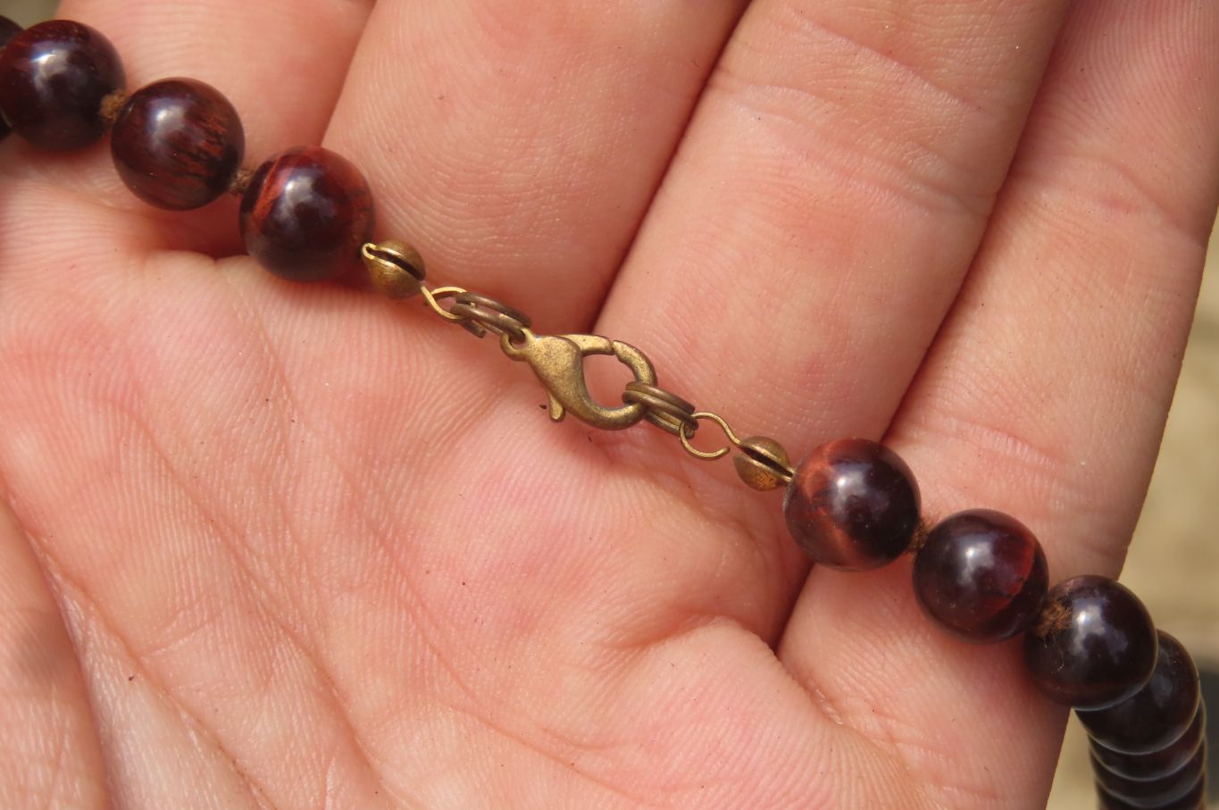 Polished Red Tigers Eye Bead Necklaces - Sold Per Item - From South Africa - Toprock Gemstones and Minerals 