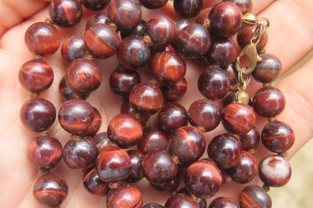 Polished Red Tigers Eye Bead Necklaces - Sold Per Item - From South Africa - Toprock Gemstones and Minerals 