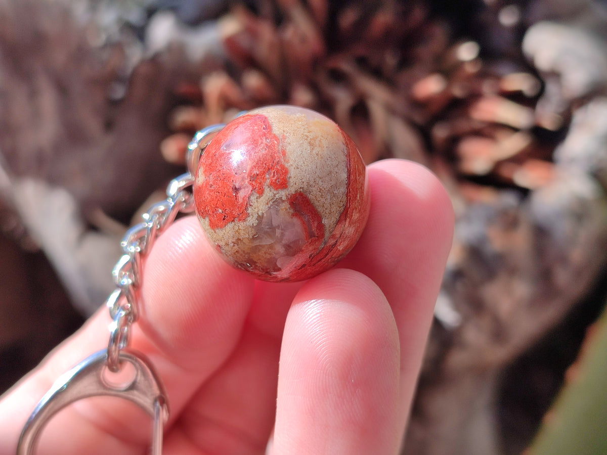 Polished Red Jasper Bowling Ball Keyring - Sold Per Item - From South Africa - Toprock Gemstones and Minerals 