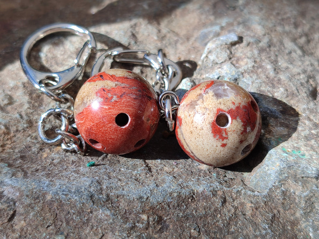 Polished Red Jasper Bowling Ball Keyring - Sold Per Item - From South Africa - Toprock Gemstones and Minerals 