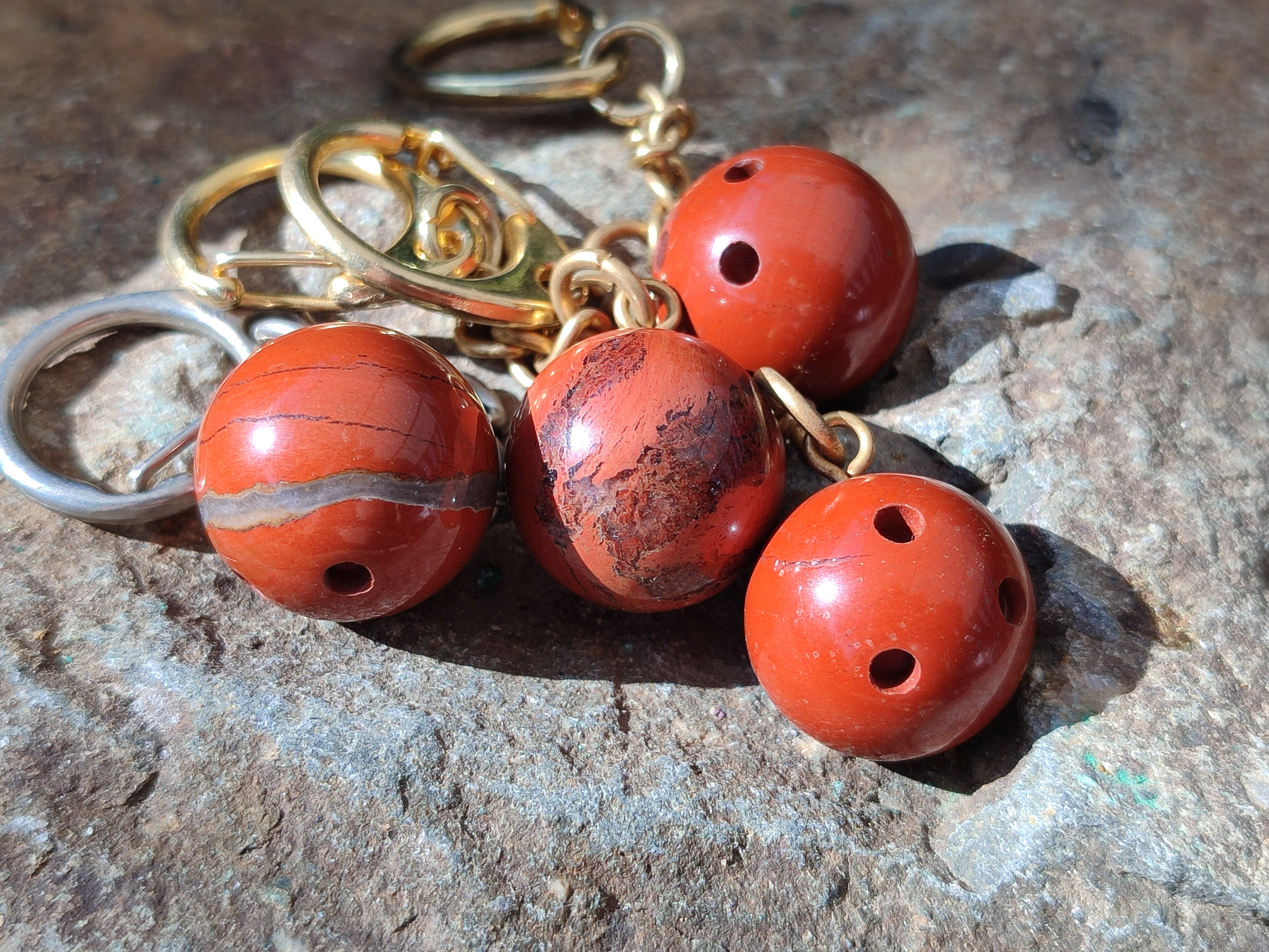 Polished Red Jasper Bowling Ball Keyring - Sold Per Item - From South Africa - Toprock Gemstones and Minerals 