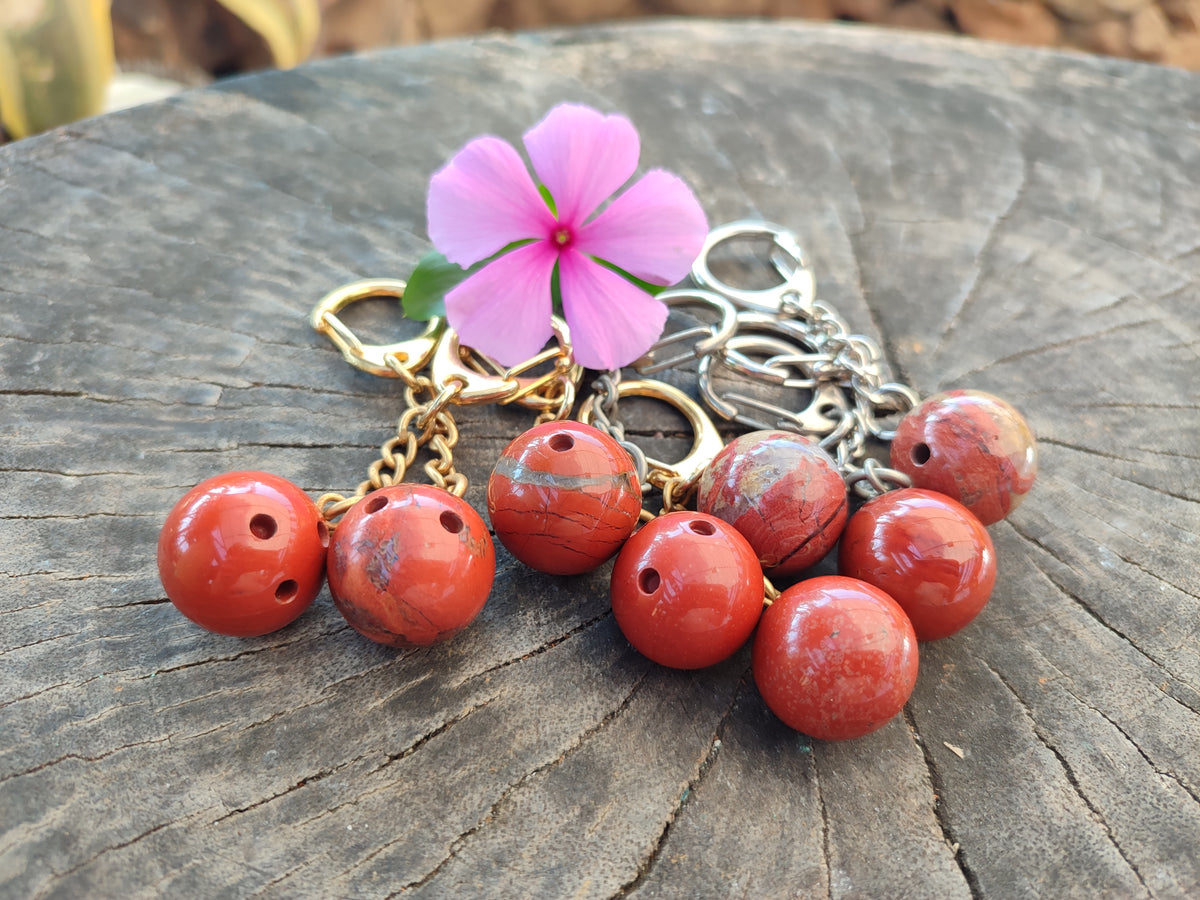 Polished Red Jasper Bowling Ball Keyring - Sold Per Item - From South Africa - Toprock Gemstones and Minerals 
