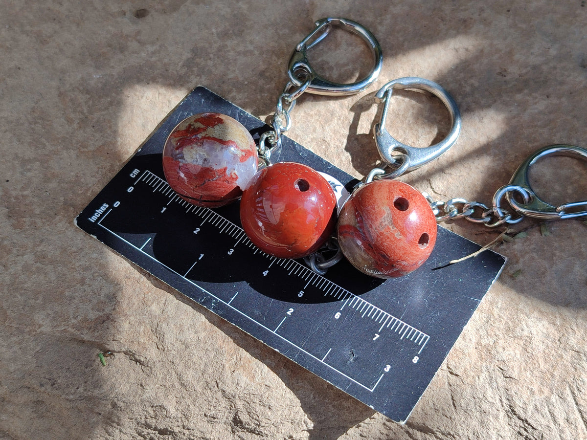 Polished Red Jasper Bowling Ball Keyring - Sold Per Item - From South Africa - Toprock Gemstones and Minerals 