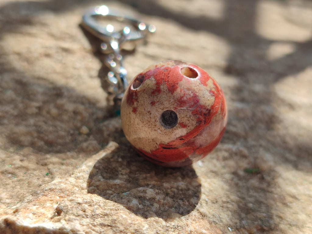 Polished Red Jasper Bowling Ball Keyring - Sold Per Item - From South Africa - Toprock Gemstones and Minerals 