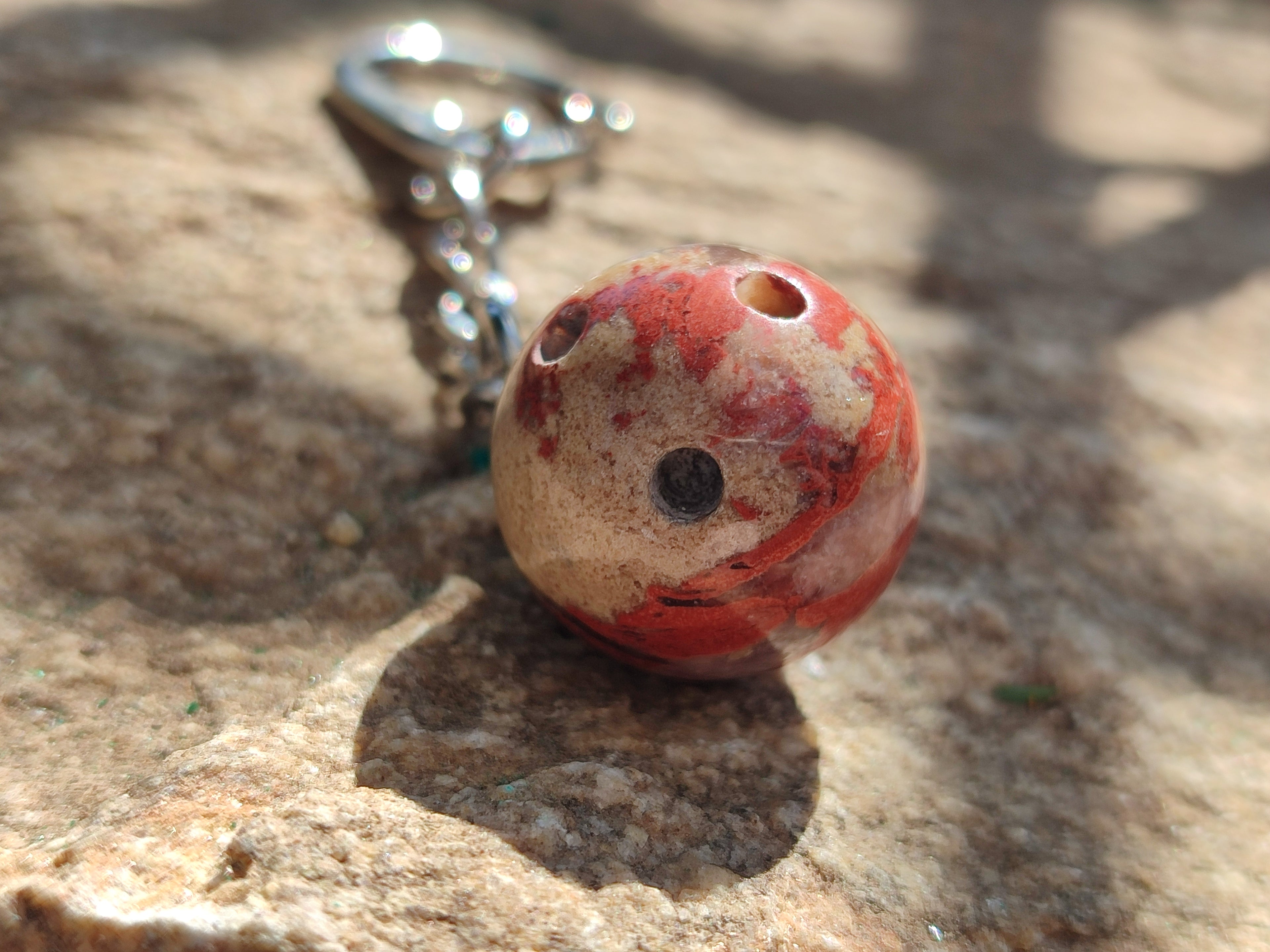 Polished Red Jasper Bowling Ball Keyring - Sold Per Item - From South Africa - Toprock Gemstones and Minerals 