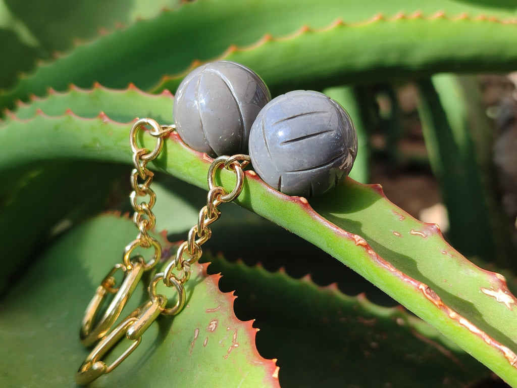 Hand Made Polychrome Jasper Volleyball Keyring - sold per item - From Madagascar - Toprock Gemstones and Minerals 