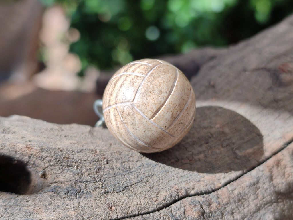 Polished Picture Stone Volleyball Keyring - Sold Per Item - From Namibia - Toprock Gemstones and Minerals 