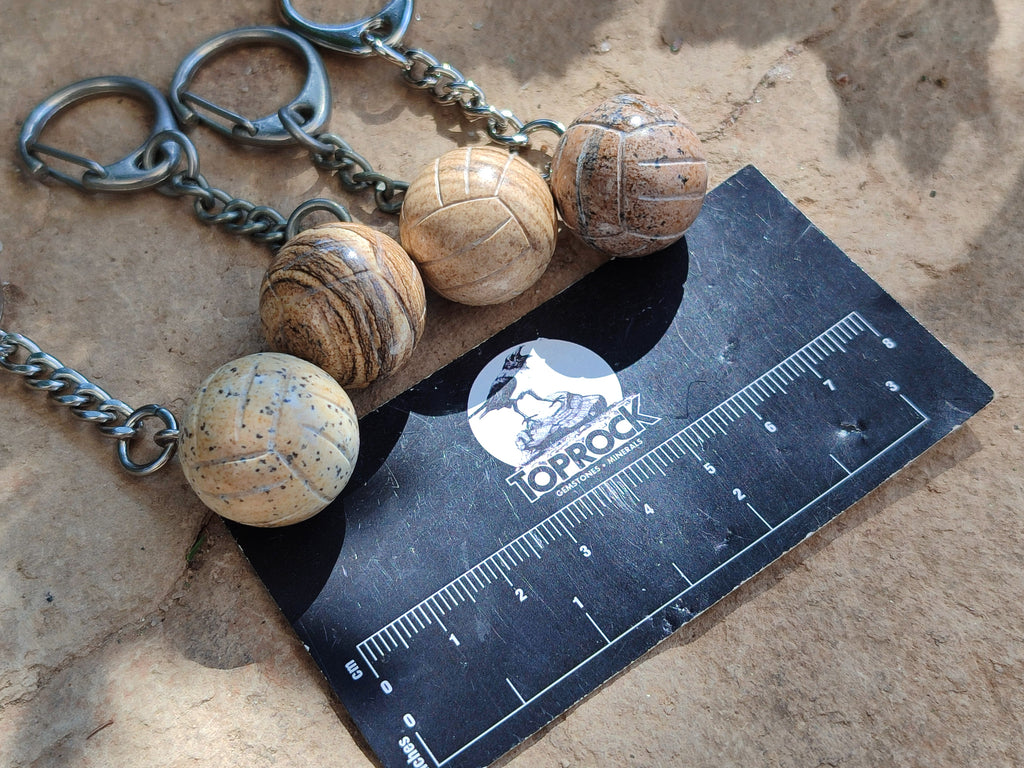 Polished Picture Stone Volleyball Keyring - Sold Per Item - From Namibia - Toprock Gemstones and Minerals 