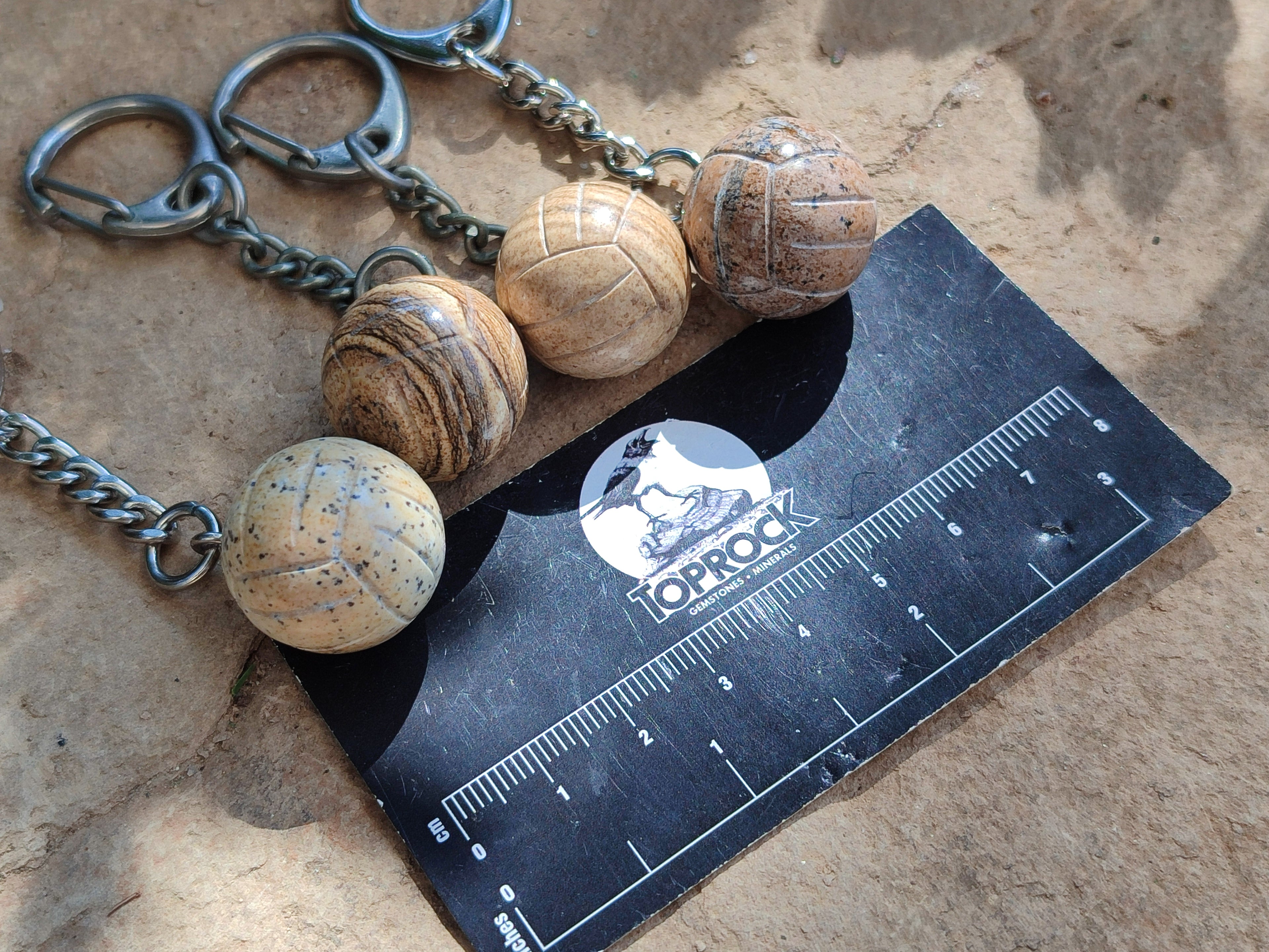 Polished Picture Stone Volleyball Keyring - Sold Per Item - From Namibia - Toprock Gemstones and Minerals 