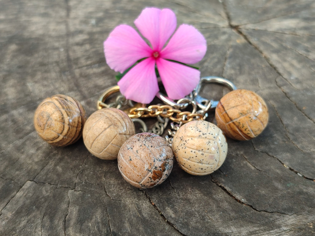 Polished Picture Stone Volleyball Keyring - Sold Per Item - From Namibia - Toprock Gemstones and Minerals 