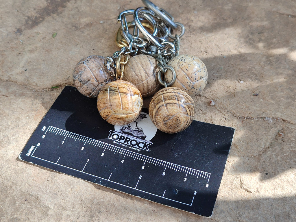 Polished Picture Stone Volleyball Keyring - Sold Per Item - From Namibia - Toprock Gemstones and Minerals 