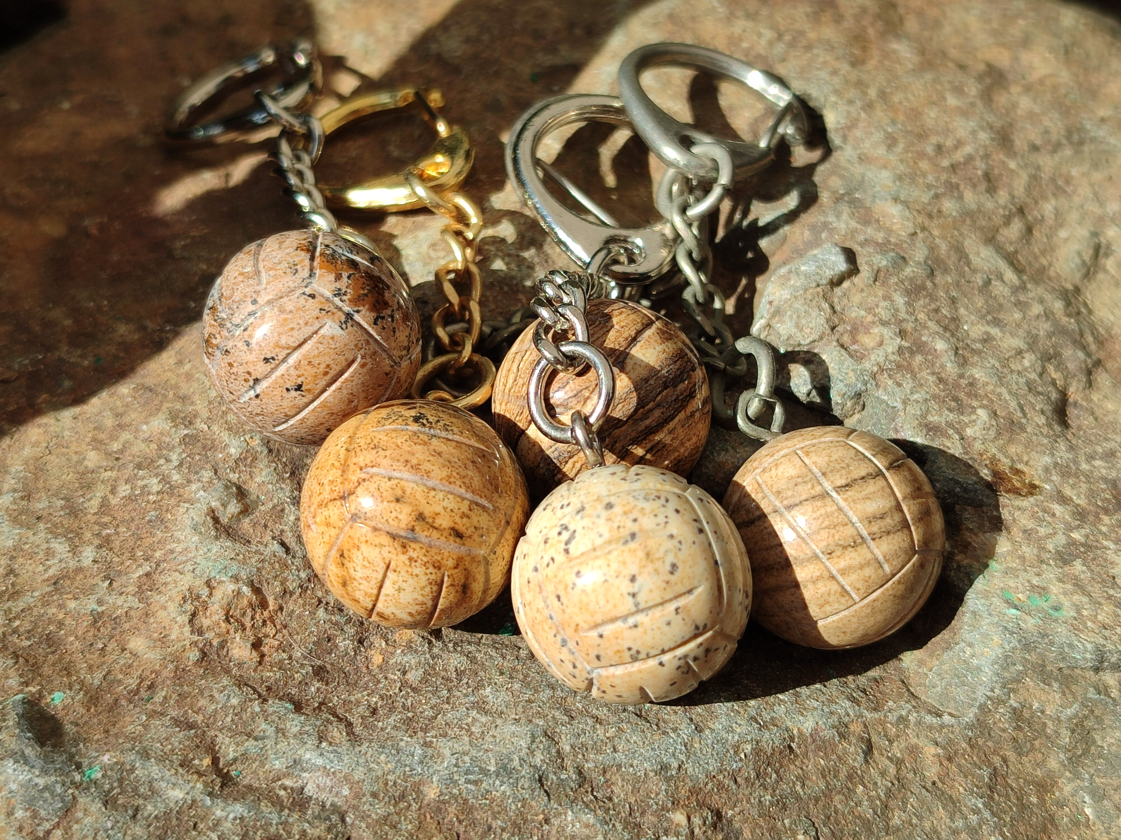 Polished Picture Stone Volleyball Keyring - Sold Per Item - From Namibia - Toprock Gemstones and Minerals 