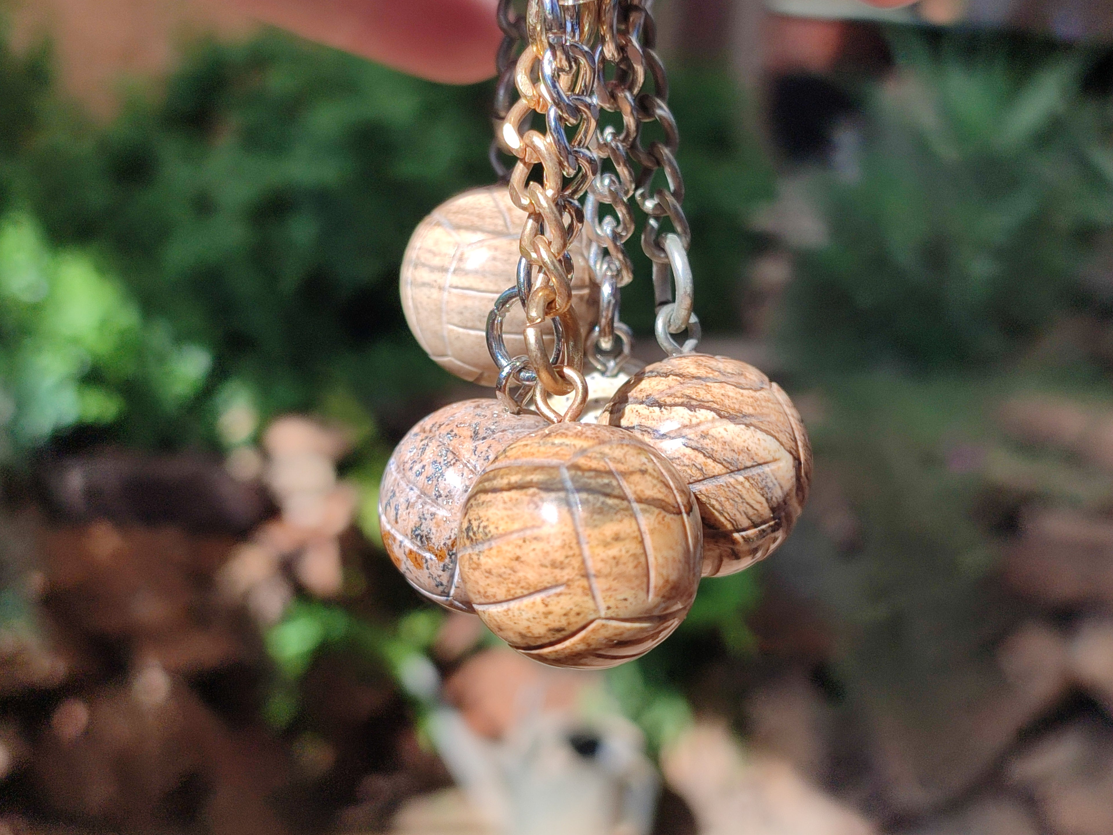 Polished Picture Stone Volleyball Keyring - Sold Per Item - From Namibia - Toprock Gemstones and Minerals 