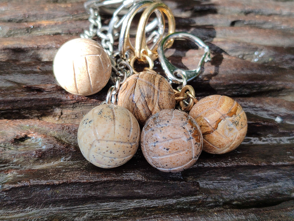 Polished Picture Stone Volleyball Keyring - Sold Per Item - From Namibia - Toprock Gemstones and Minerals 