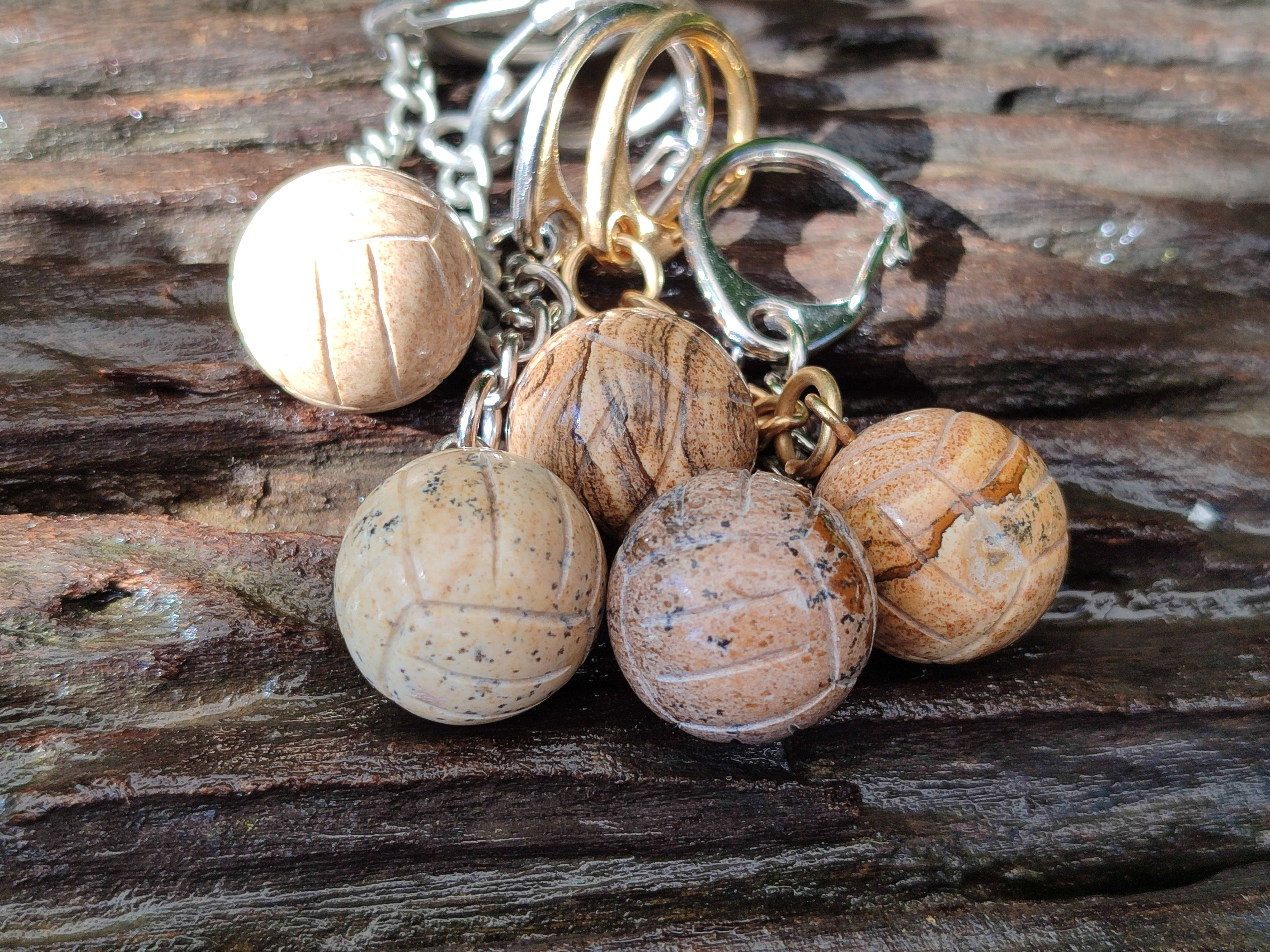 Polished Picture Stone Volleyball Keyring - Sold Per Item - From Namibia - Toprock Gemstones and Minerals 